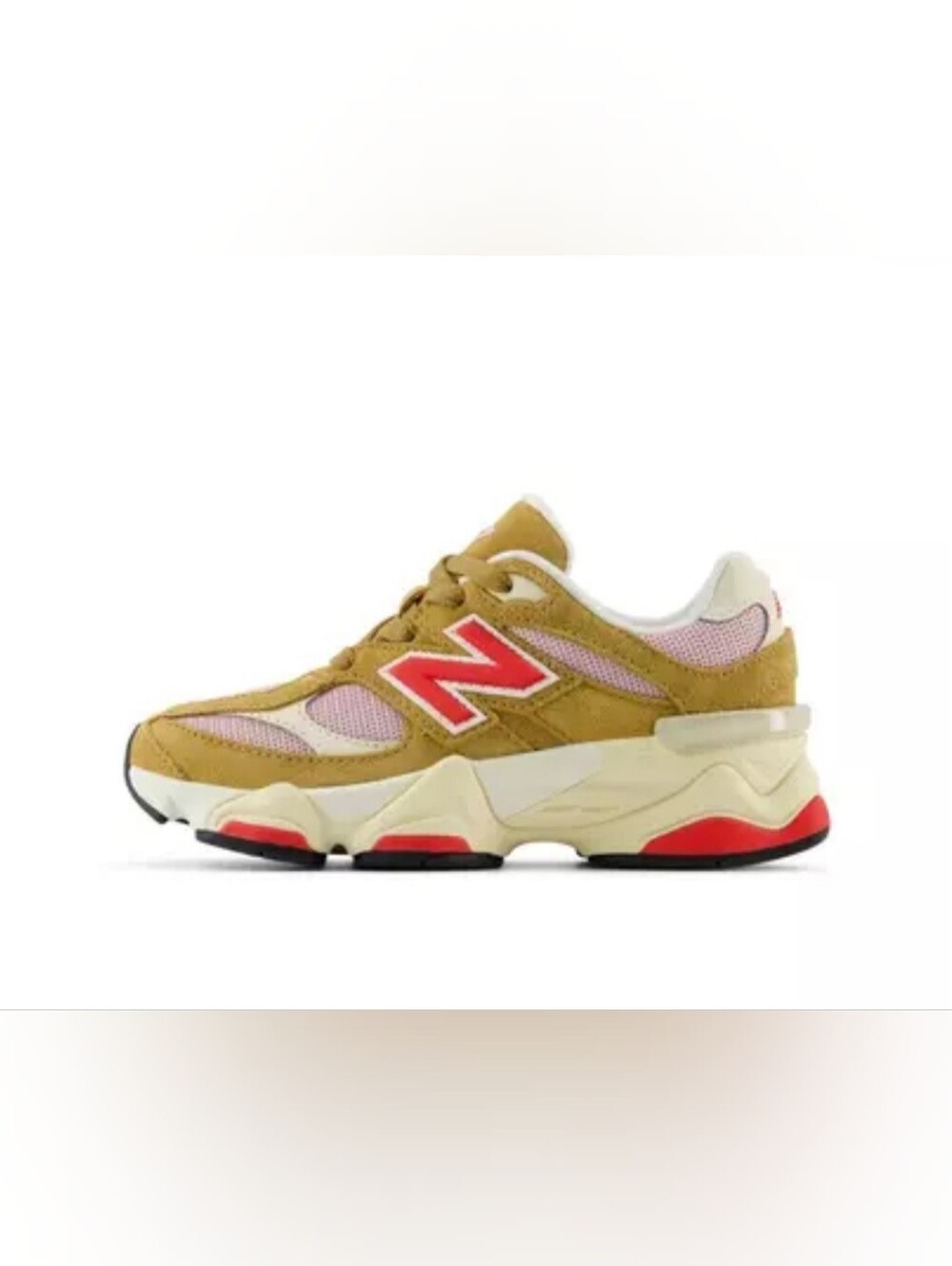 New Balance 9060 sneakers in the "Great Plains/True Red/Twilight Haze" colorway,